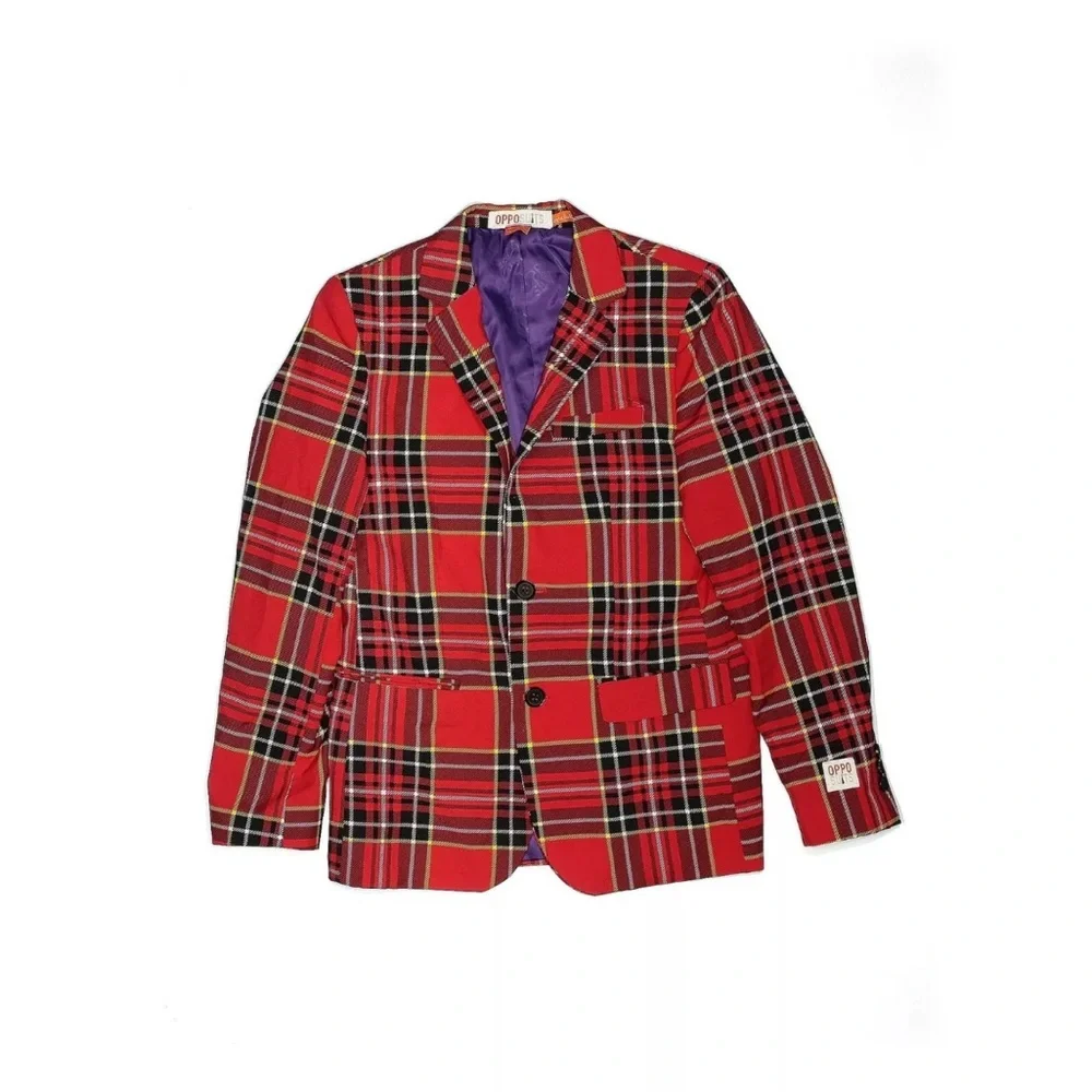 Teen OppoSuits The Lumberjack Christmas Red Plaid Suit Jacket Pants Set Size 14 - Picture 6 of 14
